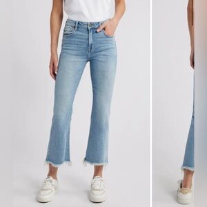 High Waist Raw Hem Crop Flare Jeans HIDDEN JEANS size 27